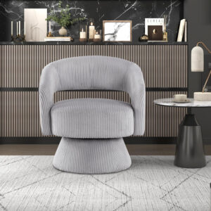 Lexicon 360 Degree Swivel Accent Chair, Modern Comfy Velvet Round Barrel Chair, Open Back, Plush Foam Cushions, Metal Swivel Base for Living Room/Bedroom/Office, Dark Teal