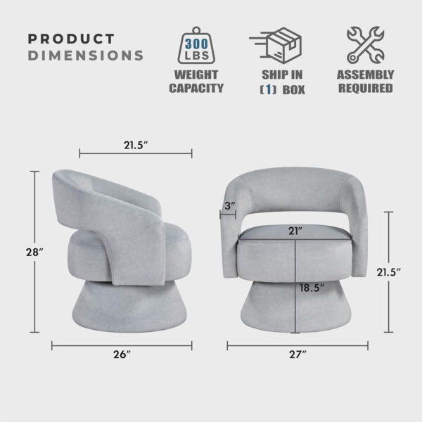 Lexicon 360 Degree Swivel Accent Chair, Modern Comfy Velvet Round Barrel Chair, Open Back, Plush Foam Cushions, Metal Swivel Base for Living Room/Bedroom/Office, Dark Teal