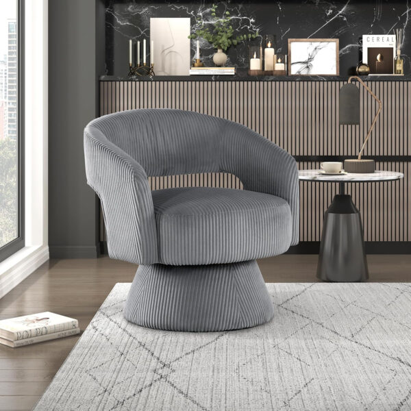 Lexicon 360 Degree Swivel Accent Chair, Modern Comfy Velvet Round Barrel Chair, Open Back, Plush Foam Cushions, Metal Swivel Base for Living Room/Bedroom/Office, Dark Teal