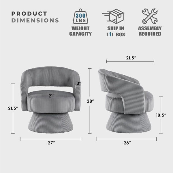 Lexicon 360 Degree Swivel Accent Chair, Modern Comfy Velvet Round Barrel Chair, Open Back, Plush Foam Cushions, Metal Swivel Base for Living Room/Bedroom/Office, Dark Teal