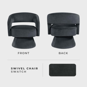 Lexicon 360 Degree Swivel Accent Chair, Modern Comfy Velvet Round Barrel Chair, Open Back, Plush Foam Cushions, Metal Swivel Base for Living Room/Bedroom/Office, Dark Teal