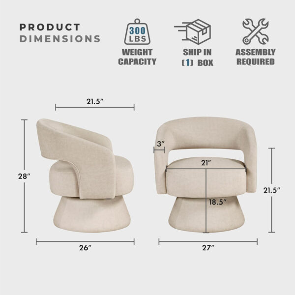 Lexicon 360 Degree Swivel Accent Chair, Modern Comfy Velvet Round Barrel Chair, Open Back, Plush Foam Cushions, Metal Swivel Base for Living Room/Bedroom/Office, Dark Teal