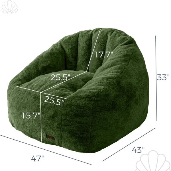 MAXYOYO Giant Bean Bag Chair, Oversized Bean Bag Couch for Adults and Kids, Faux Fur Shell-Shaped Large Chair with Filler, Stuffed Big Accent Sofa Lounge Floor Sofa for Gaming, Reading, Beige