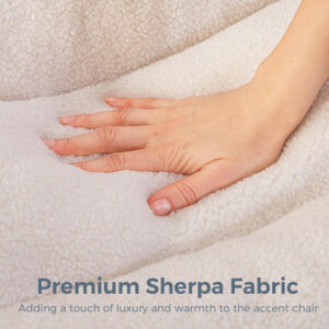 MAXYOYO Sherpa Accent Chair, Boucle Arm Chair Living Room Chair, Reading Accent Chair, Mid Century Modern Bedroom Chair,Teddy Armchair Wooden Arms Metal Frame