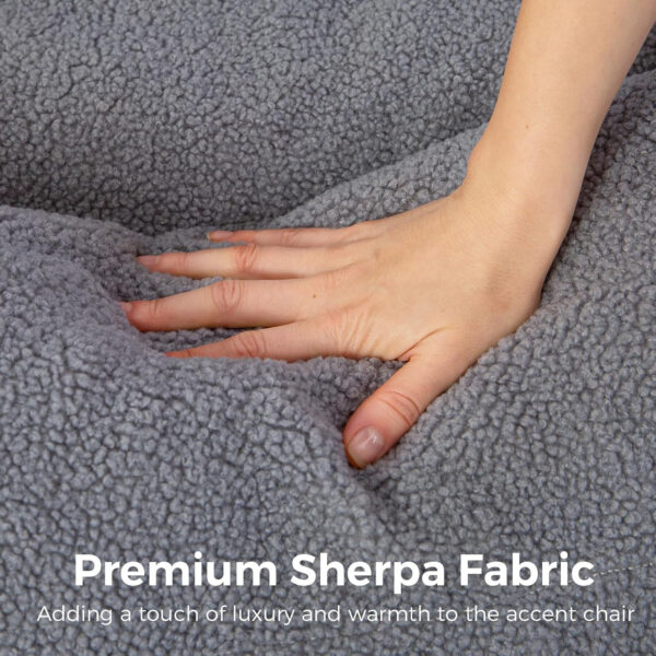 MAXYOYO Sherpa Accent Chair, Boucle Arm Chair Living Room Chair, Reading Accent Chair, Mid Century Modern Bedroom Chair,Teddy Armchair Wooden Arms Metal Frame