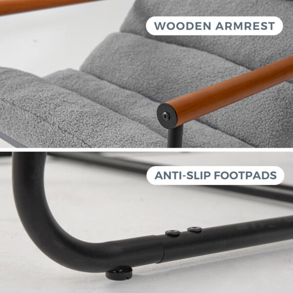 MAXYOYO Sherpa Accent Chair, Boucle Arm Chair Living Room Chair, Reading Accent Chair, Mid Century Modern Bedroom Chair,Teddy Armchair Wooden Arms Metal Frame