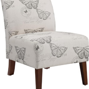 68881abb9f7e240216209924eb42f8eecf632e223de9c47c503d0.jpg Linon Butterfly, Dark Espresso Linen Lily Chair, 21.5" W x 29.5" D x 31.5" H