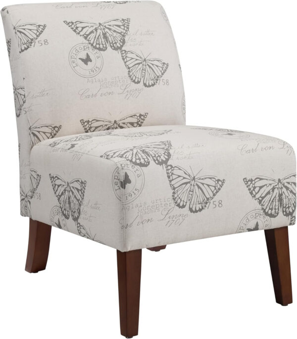 68881abb9f7e240216209924eb42f8eecf632e223de9c47c503d0.jpg Linon Butterfly, Dark Espresso Linen Lily Chair, 21.5" W x 29.5" D x 31.5" H