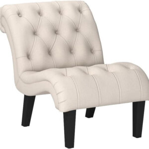 Yongqiang Black Faux Leather Accent Chair Modern Button Tufted Upholstered Armless Chair for Bedroom Living Room with Wood Legs