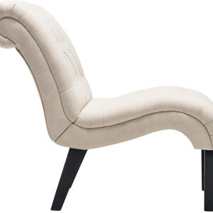 Yongqiang Black Faux Leather Accent Chair Modern Button Tufted Upholstered Armless Chair for Bedroom Living Room with Wood Legs