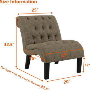 Yongqiang Black Faux Leather Accent Chair Modern Button Tufted Upholstered Armless Chair for Bedroom Living Room with Wood Legs