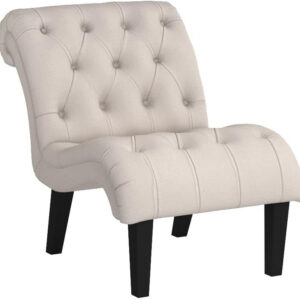 Yongqiang Black Faux Leather Accent Chair Modern Button Tufted Upholstered Armless Chair for Bedroom Living Room with Wood Legs