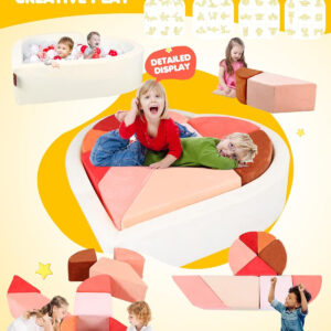 Kids Play Sofa, Tangram Square Puzzles Couch Furniture, Modular Kids Play Couchs Furniture, Puzzle Solving Couch Building Fort for Playroom Bedroom Boys Girls Teens, Rainbow