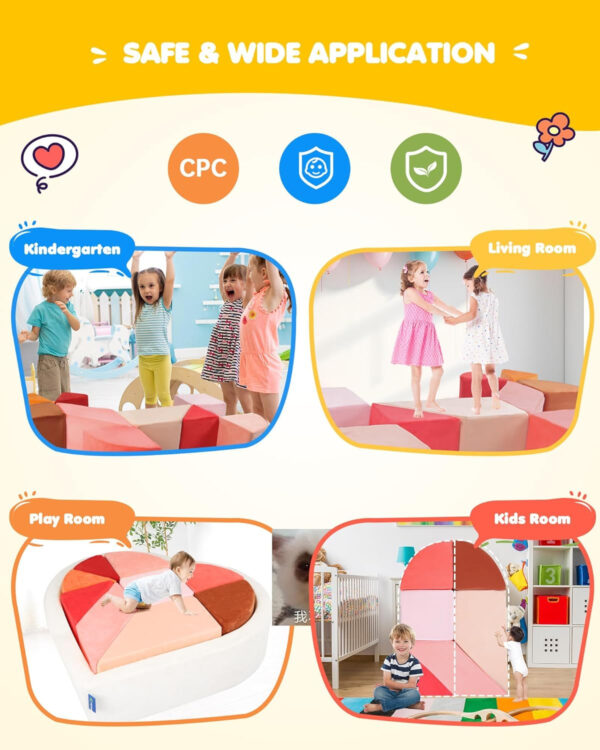 Kids Play Sofa, Tangram Square Puzzles Couch Furniture, Modular Kids Play Couchs Furniture, Puzzle Solving Couch Building Fort for Playroom Bedroom Boys Girls Teens, Rainbow