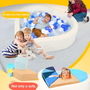 Kids Play Sofa, Tangram Square Puzzles Couch Furniture, Modular Kids Play Couchs Furniture, Puzzle Solving Couch Building Fort for Playroom Bedroom Boys Girls Teens, Rainbow