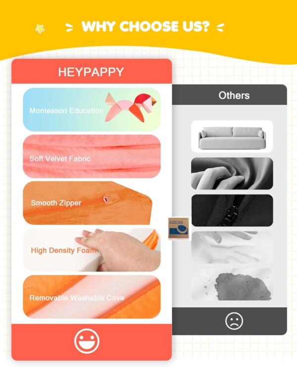 Kids Play Sofa, Tangram Square Puzzles Couch Furniture, Modular Kids Play Couchs Furniture, Puzzle Solving Couch Building Fort for Playroom Bedroom Boys Girls Teens, Rainbow