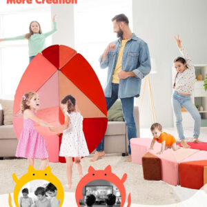 Kids Play Sofa, Tangram Square Puzzles Couch Furniture, Modular Kids Play Couchs Furniture, Puzzle Solving Couch Building Fort for Playroom Bedroom Boys Girls Teens, Rainbow