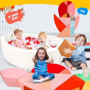 Kids Play Sofa, Tangram Square Puzzles Couch Furniture, Modular Kids Play Couchs Furniture, Puzzle Solving Couch Building Fort for Playroom Bedroom Boys Girls Teens, Rainbow
