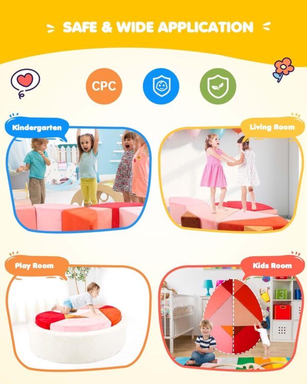 Kids Play Sofa, Tangram Square Puzzles Couch Furniture, Modular Kids Play Couchs Furniture, Puzzle Solving Couch Building Fort for Playroom Bedroom Boys Girls Teens, Rainbow