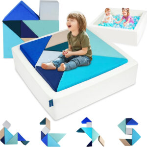 Kids Play Sofa, Tangram Square Puzzles Couch Furniture, Modular Kids Play Couchs Furniture, Puzzle Solving Couch Building Fort for Playroom Bedroom Boys Girls Teens, Rainbow
