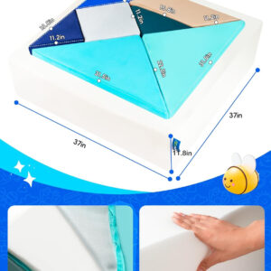 Kids Play Sofa, Tangram Square Puzzles Couch Furniture, Modular Kids Play Couchs Furniture, Puzzle Solving Couch Building Fort for Playroom Bedroom Boys Girls Teens, Rainbow