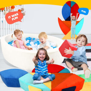 Kids Play Sofa, Tangram Square Puzzles Couch Furniture, Modular Kids Play Couchs Furniture, Puzzle Solving Couch Building Fort for Playroom Bedroom Boys Girls Teens, Rainbow