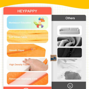 Kids Play Sofa, Tangram Square Puzzles Couch Furniture, Modular Kids Play Couchs Furniture, Puzzle Solving Couch Building Fort for Playroom Bedroom Boys Girls Teens, Rainbow