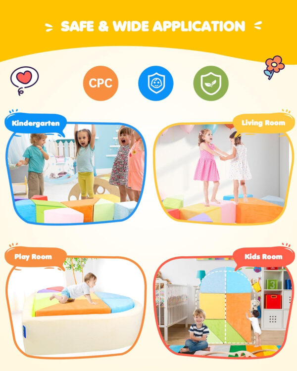 Kids Play Sofa, Tangram Square Puzzles Couch Furniture, Modular Kids Play Couchs Furniture, Puzzle Solving Couch Building Fort for Playroom Bedroom Boys Girls Teens, Rainbow