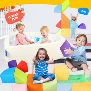 Kids Play Sofa, Tangram Square Puzzles Couch Furniture, Modular Kids Play Couchs Furniture, Puzzle Solving Couch Building Fort for Playroom Bedroom Boys Girls Teens, Rainbow