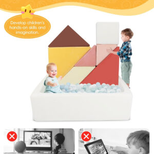 Kids Play Sofa, Tangram Square Puzzles Couch Furniture, Modular Kids Play Couchs Furniture, Puzzle Solving Couch Building Fort for Playroom Bedroom Boys Girls Teens, Rainbow