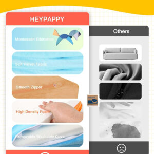 Kids Play Sofa, Tangram Square Puzzles Couch Furniture, Modular Kids Play Couchs Furniture, Puzzle Solving Couch Building Fort for Playroom Bedroom Boys Girls Teens, Rainbow