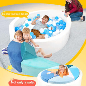 Kids Play Sofa, Tangram Square Puzzles Couch Furniture, Modular Kids Play Couchs Furniture, Puzzle Solving Couch Building Fort for Playroom Bedroom Boys Girls Teens, Rainbow