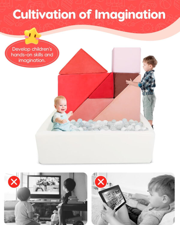 Kids Play Sofa, Tangram Square Puzzles Couch Furniture, Modular Kids Play Couchs Furniture, Puzzle Solving Couch Building Fort for Playroom Bedroom Boys Girls Teens, Rainbow