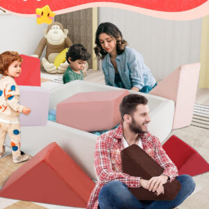 Kids Play Sofa, Tangram Square Puzzles Couch Furniture, Modular Kids Play Couchs Furniture, Puzzle Solving Couch Building Fort for Playroom Bedroom Boys Girls Teens, Rainbow