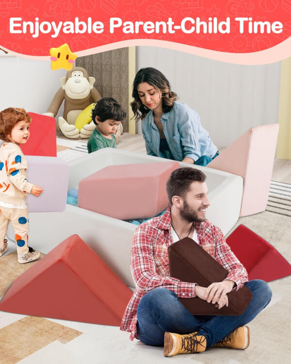 Kids Play Sofa, Tangram Square Puzzles Couch Furniture, Modular Kids Play Couchs Furniture, Puzzle Solving Couch Building Fort for Playroom Bedroom Boys Girls Teens, Rainbow