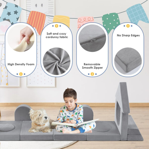 22Pcs Modular Kids Play Couch, 1000+DIY Creativing Playroom Furniture for Kids, Toddler Couch, Convertible Foam and Floor Cushion for Boys and Girls,Dark Grey2