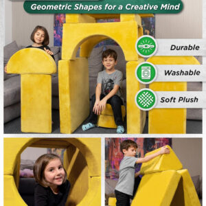 Lunix LX15 14pcs Modular Kids Play Couch, Child Sectional Sofa, Fortplay Bedroom and Playroom Furniture for Toddlers, Convertible Foam and Floor Cushion for Boys and Girls, Gray