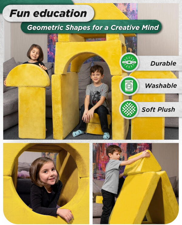 Lunix LX15 14pcs Modular Kids Play Couch, Child Sectional Sofa, Fortplay Bedroom and Playroom Furniture for Toddlers, Convertible Foam and Floor Cushion for Boys and Girls, Gray