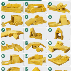 Lunix LX15 14pcs Modular Kids Play Couch, Child Sectional Sofa, Fortplay Bedroom and Playroom Furniture for Toddlers, Convertible Foam and Floor Cushion for Boys and Girls, Gray