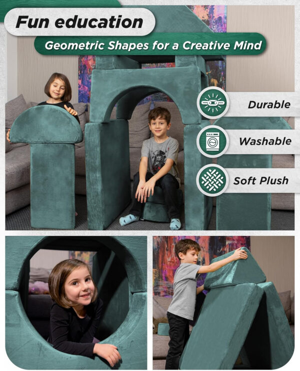 Lunix LX15 14pcs Modular Kids Play Couch, Child Sectional Sofa, Fortplay Bedroom and Playroom Furniture for Toddlers, Convertible Foam and Floor Cushion for Boys and Girls, Gray