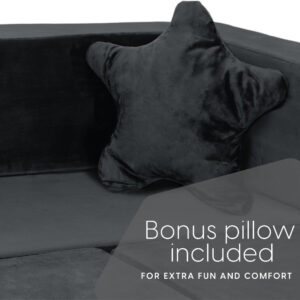 68881eede561b9b4396c1394bdd7295558d72e29338bdaac221d0.jpg Milliard Kids Couch - Modular Kids Sofa for Toddler and Baby Playroom/Bedroom Furniture (Black) with Bonus Pillow