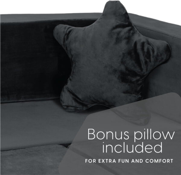 68881eede561b9b4396c1394bdd7295558d72e29338bdaac221d0.jpg Milliard Kids Couch - Modular Kids Sofa for Toddler and Baby Playroom/Bedroom Furniture (Black) with Bonus Pillow