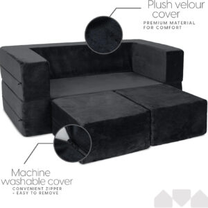 68881eef5bf57157de7c6f9841086d021f61b225e1ad3dbebbe67.jpg Milliard Kids Couch - Modular Kids Sofa for Toddler and Baby Playroom/Bedroom Furniture (Black) with Bonus Pillow