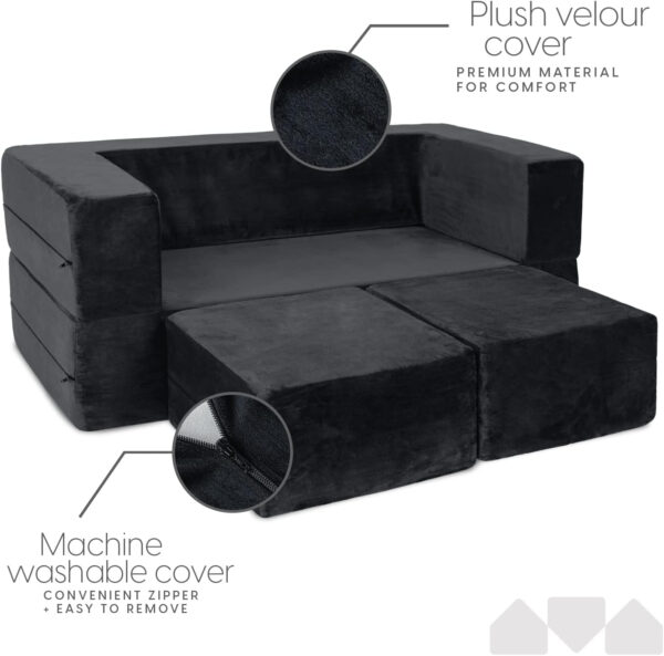 68881eef5bf57157de7c6f9841086d021f61b225e1ad3dbebbe67.jpg Milliard Kids Couch - Modular Kids Sofa for Toddler and Baby Playroom/Bedroom Furniture (Black) with Bonus Pillow