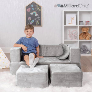 68881f11e3028c6052fd1d486b837da15d30b2a84072de6553f74.jpg Milliard Kids Couch - Modular Kids Sofa for Toddler and Baby Playroom/Bedroom Furniture (Black) with Bonus Pillow