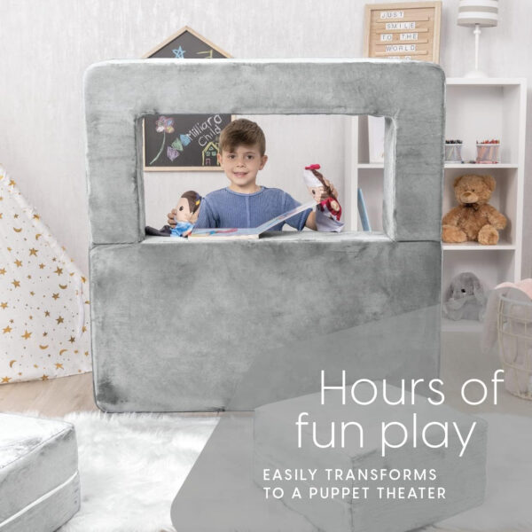 68881f149905f8147c1c012c8a32ae8fe443e5527018f14590783.jpg Milliard Kids Couch - Modular Kids Sofa for Toddler and Baby Playroom/Bedroom Furniture (Black) with Bonus Pillow