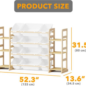 SpaceAid Toy Storage Organizer with 6 Shelves and 12 Bins, Toy Organizers Storage Bookshelf, Kids Bin Shelf Toys Box Bookcase for Bedroom Playroom Organization Room Decor, White