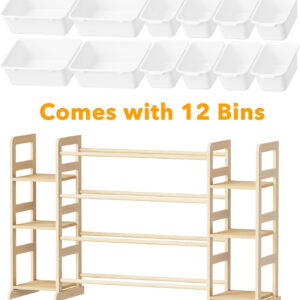 SpaceAid Toy Storage Organizer with 6 Shelves and 12 Bins, Toy Organizers Storage Bookshelf, Kids Bin Shelf Toys Box Bookcase for Bedroom Playroom Organization Room Decor, White