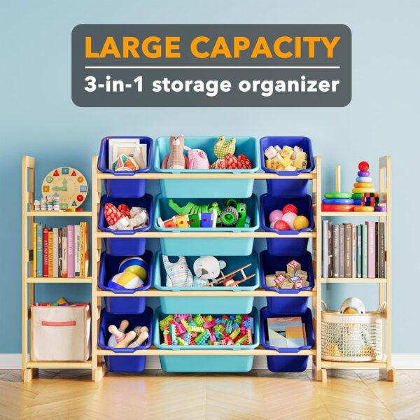 SpaceAid Toy Storage Organizer with 6 Shelves and 12 Bins, Toy Organizers Storage Bookshelf, Kids Bin Shelf Toys Box Bookcase for Bedroom Playroom Organization Room Decor, White