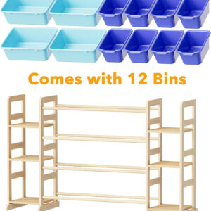 SpaceAid Toy Storage Organizer with 6 Shelves and 12 Bins, Toy Organizers Storage Bookshelf, Kids Bin Shelf Toys Box Bookcase for Bedroom Playroom Organization Room Decor, White